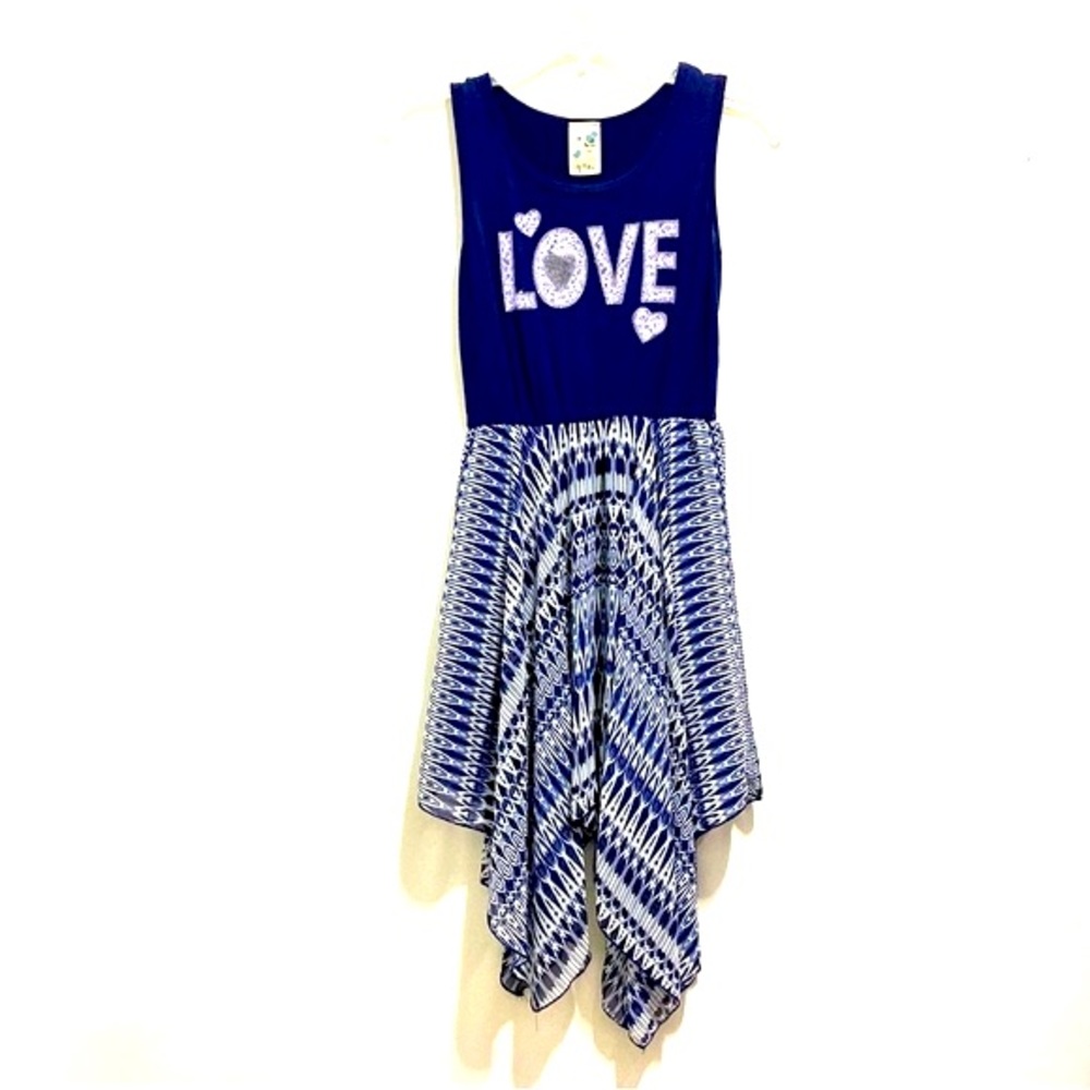 🔻🔻Lily Bleu Girl’s Navy Blue Girls Summer Asymmetrical Dress